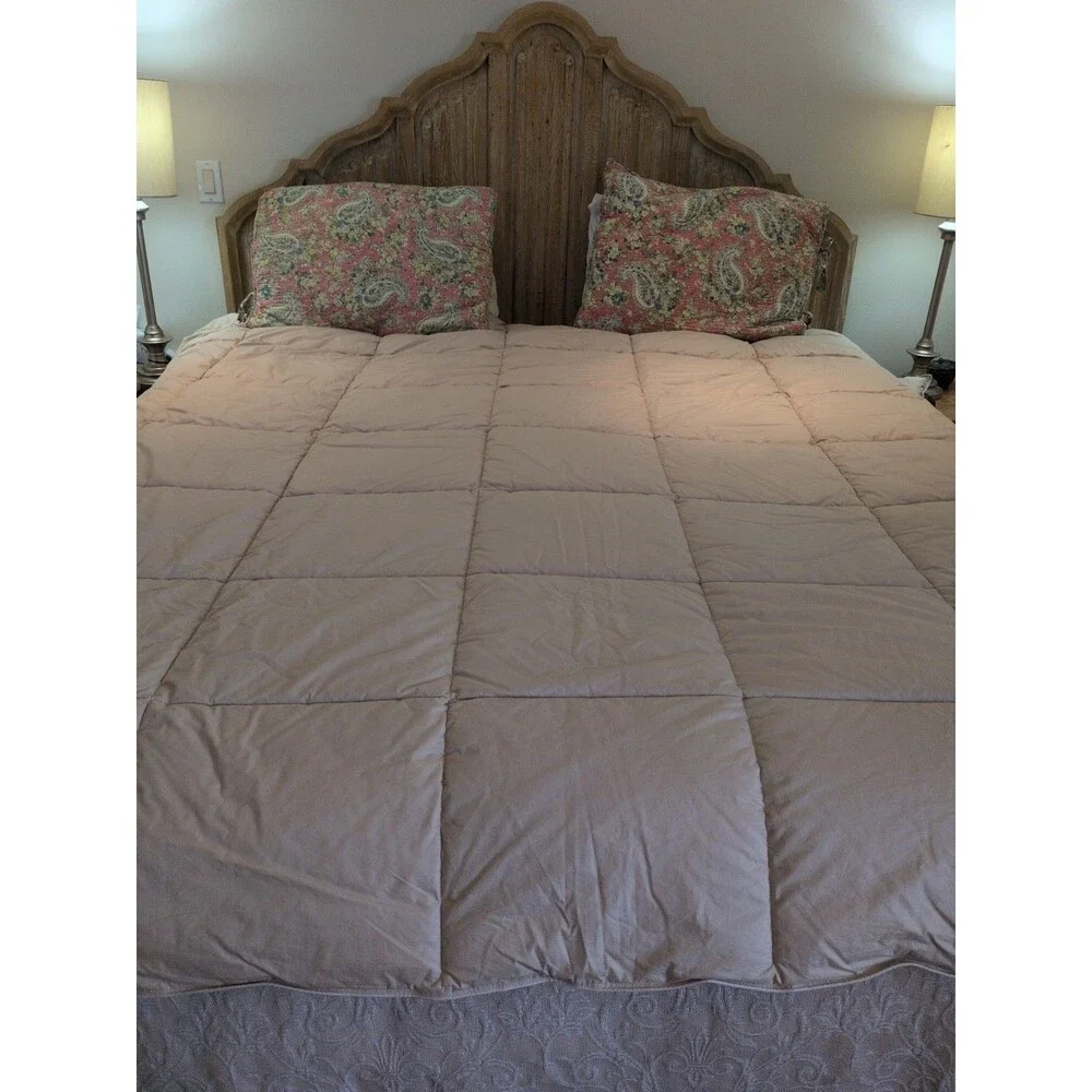 Lands End King Down Comforter Medium / Heavy Weight Neutral Flax Color